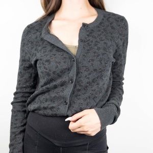 Loft Metallic Knit Animal Print Cardigan Sweater